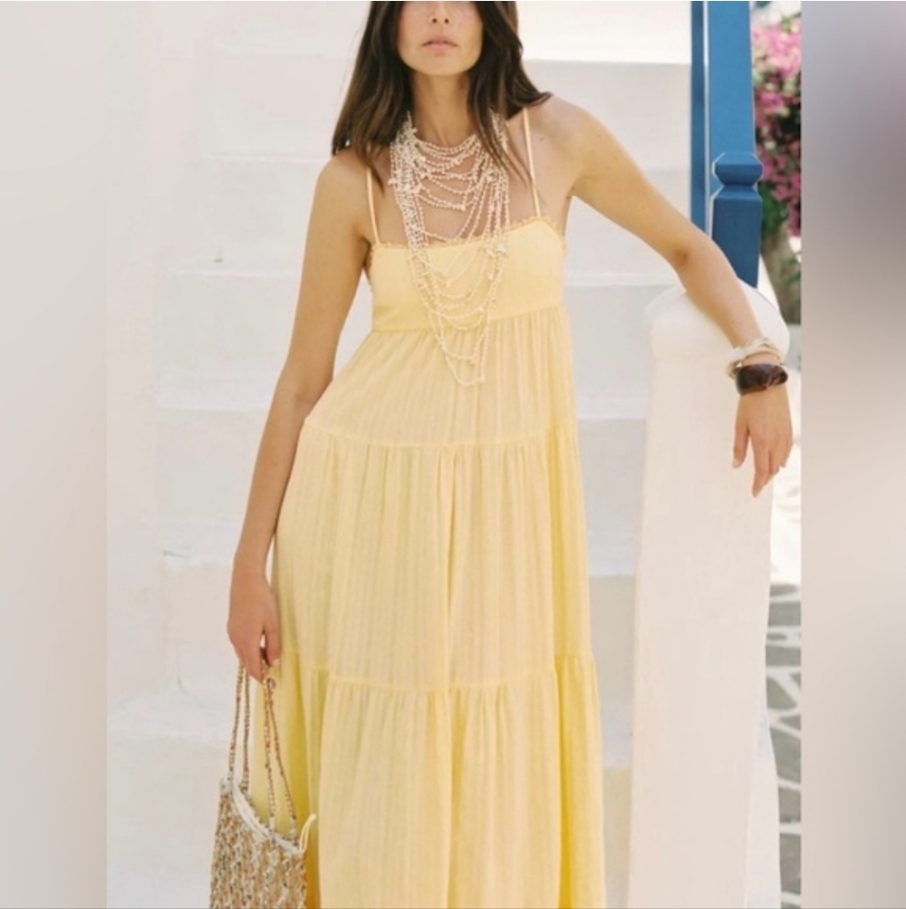 ZARA OPEN BACK MAXI DRESS YELLOW SIZE XL - Picture 7 of 11